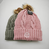 Hiero Cable Knit Pom Beanie – Fleece Lined