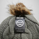 Hiero Cable Knit Pom Beanie – Fleece Lined