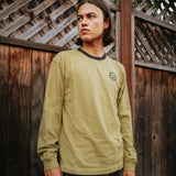 Hiero Jersey crew in Army with black embroidered Hiero logo on male model