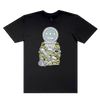 Front flat image of black t-shirt with Hiero logo in ziggurat artwork.