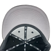 Grey undervisor and inside the crown of black fitted hat with black taping with 59FIFTY New Era wordmark repeated.