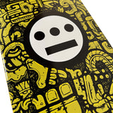 A detailed image of Hieroglyphics logo on skateboard deck.